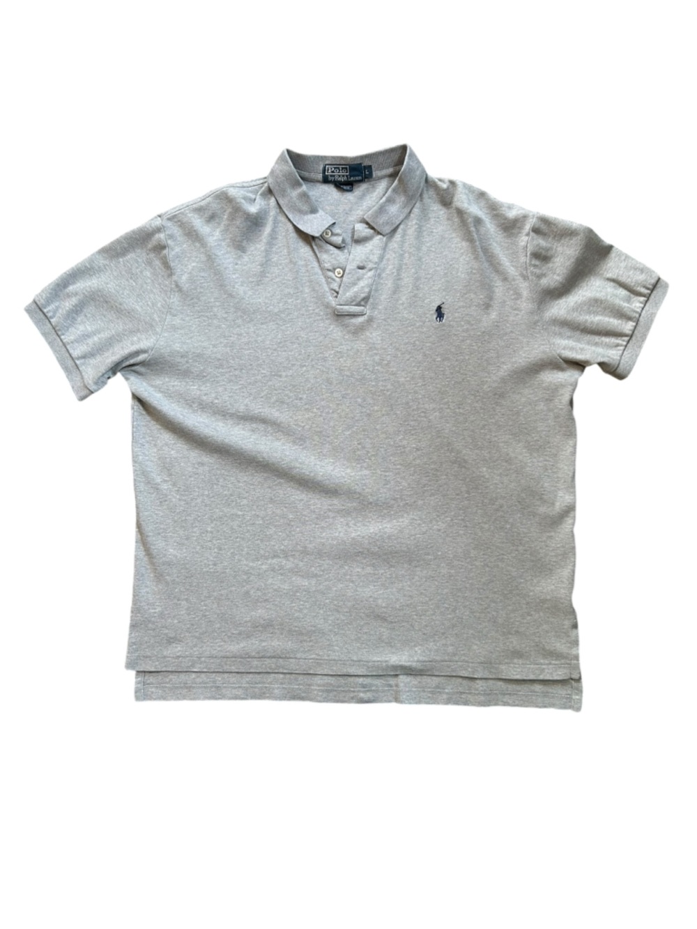 Vintage Polo Ralph Lauren 90s Polo Shirt L XL Boxy Grey Pony Logo Y2K Old Money